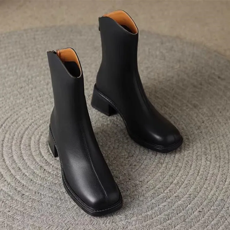 

Women's Ankle Boots 2023 New Autumn Fashion Back Zipper Chunky Heel Chelsea Boots for Women Outdoor Winter Ladies Platform Shoes