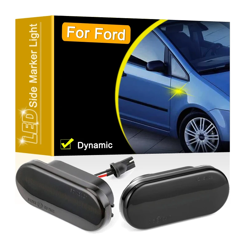 

Smoked Lens Waterproof LED Side Fender Marker Lamp Flowing Turn Signal Light For Ford C-Max Fiesta Focus/MK2 Fusion Galaxy