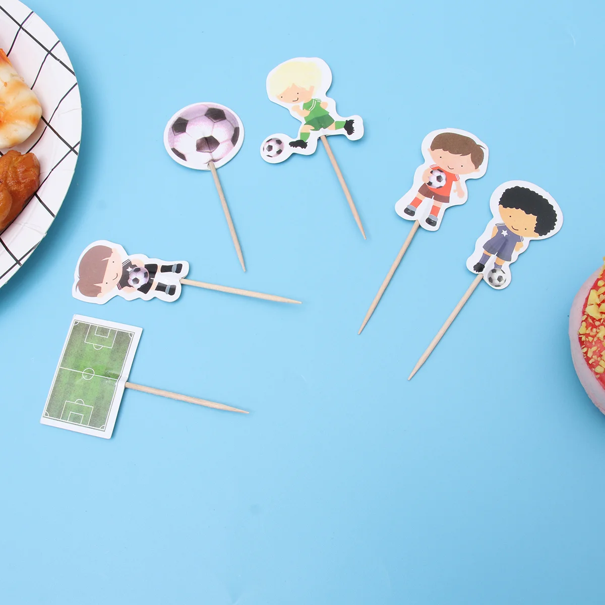 

48pcs Football Boy Theme Cake Dessert Toppers Cake Picks Cupcake Decoration Party Supplies for Birthday Dessert Shower Birthday