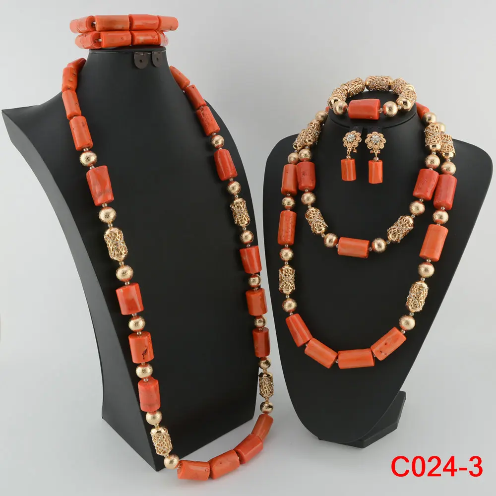 Роскошное оригинальное ожерелье из оранжевого кораллового бисера нигерийский