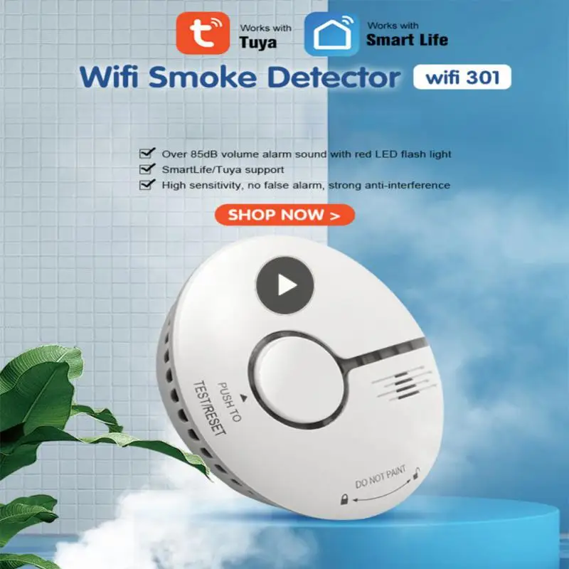 

Smoke Detector For Home Kitchen Tuya Smart Fire Alarm Sensor 85db Wireless Gas Detector Smart Home Remote Monitoring