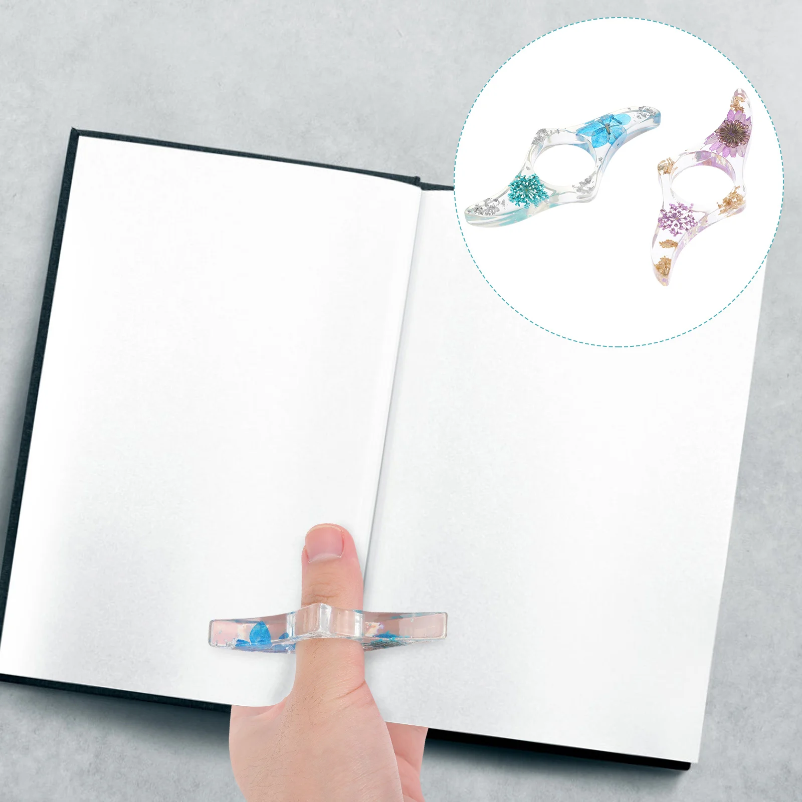 

2 Pcs Accessories Book Press Clear Shelves Thumb Page Holder Epoxy Spreading Support