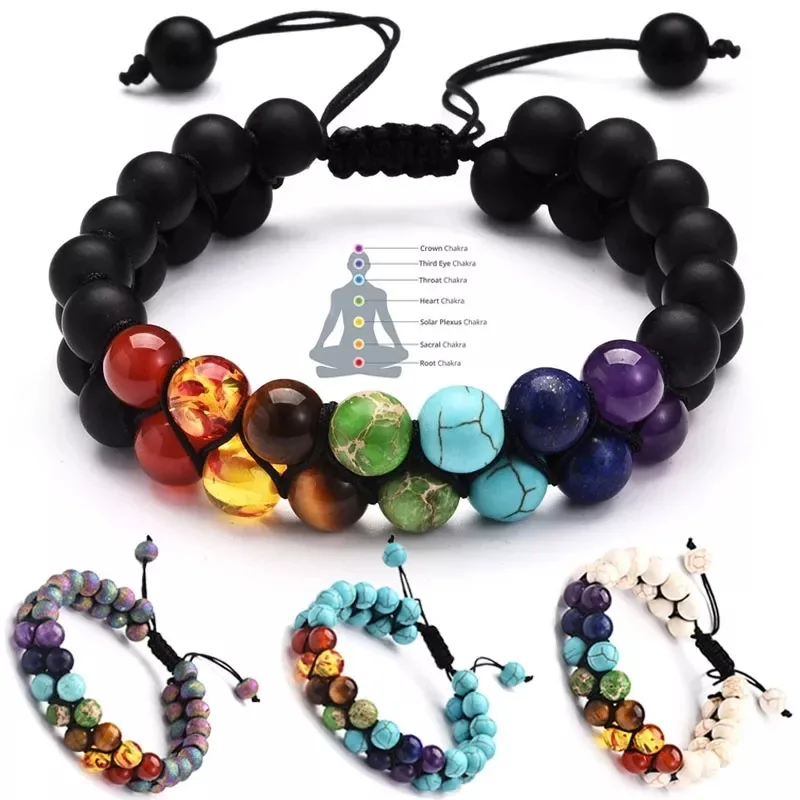 

Colorful Pelelith Chakra Bracelet Healing Crystals Yoga Stone Beads Bracelets Meditation Relax Anxiety Bangle for Womens Mens