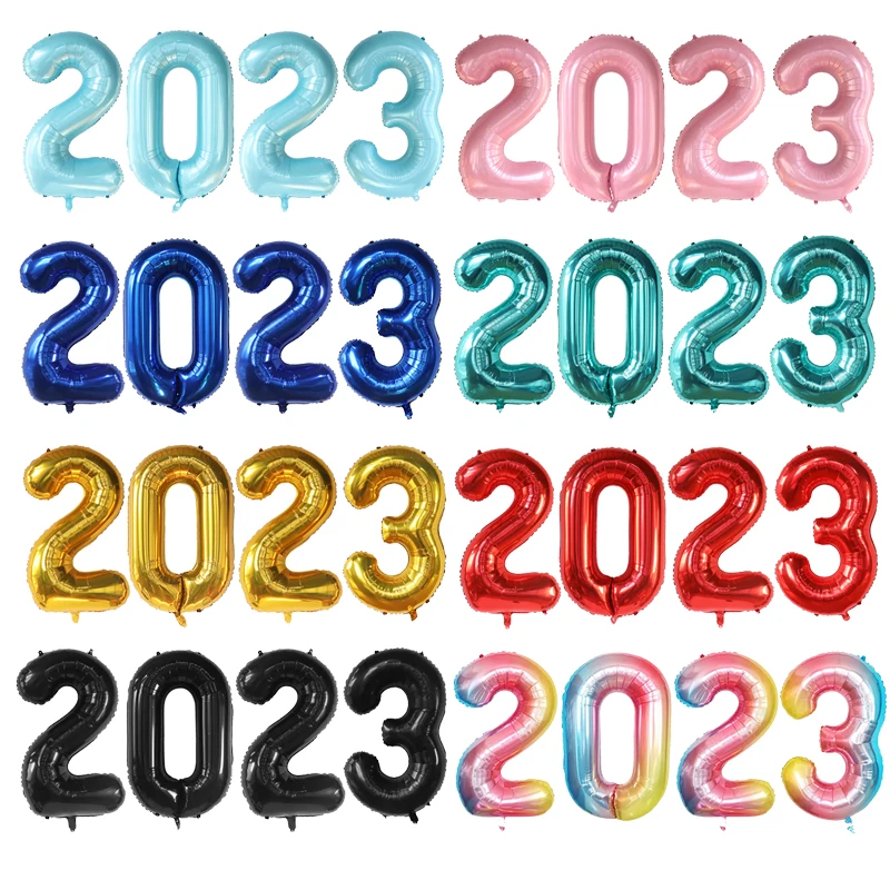 

4Pcs Various Colors Available 2023 Balloons Set Colorful Digital Air Globos Happy New Year Merry Christmas Decorations Kids Toys
