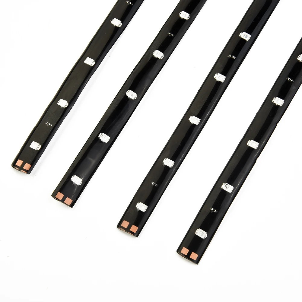 

4pcs Green 30cm 15SMD LED Car Motorcycle Waterproof Flexible Strip Light Car Flexible LED Light DC 12V Decorative Bulbs