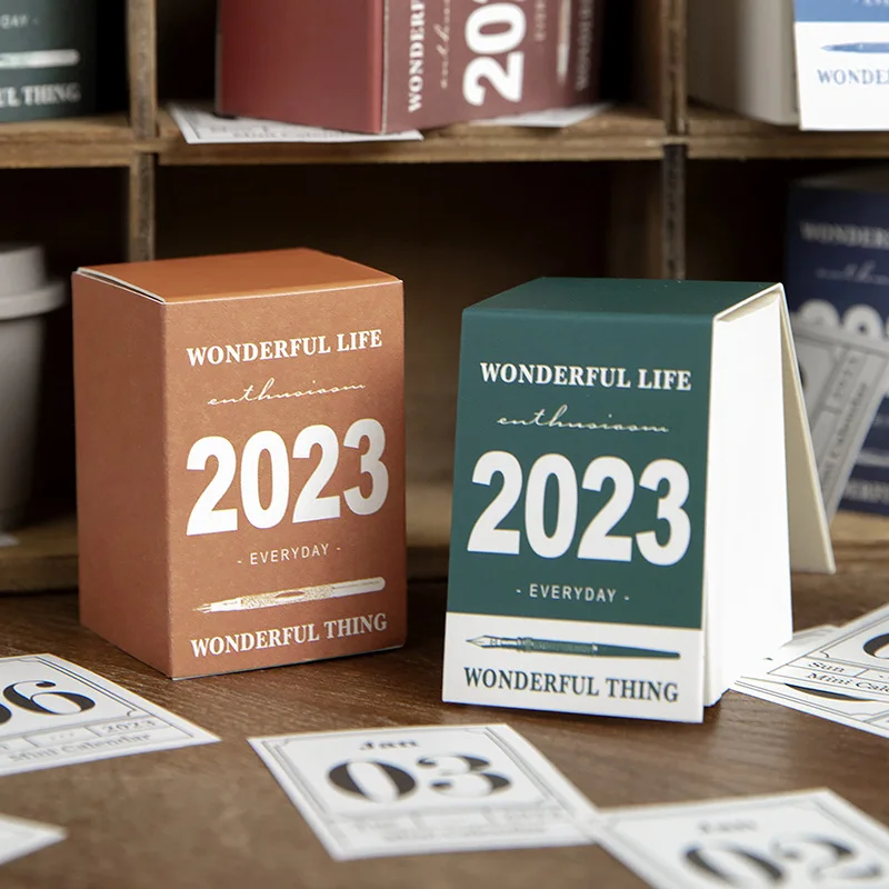 

Creative 2023 Retro Mini Calendar Book 365 Days Paper Notes DIY Daily Schedule Planner Memo Planbook Office Stationery