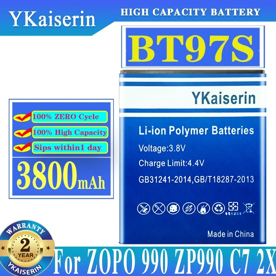 Ykaisсеребрин 3800 мАч высокое качество аккумулятор для смартфонов ZOPO 990 ZP990 C7 2X BT97S +
