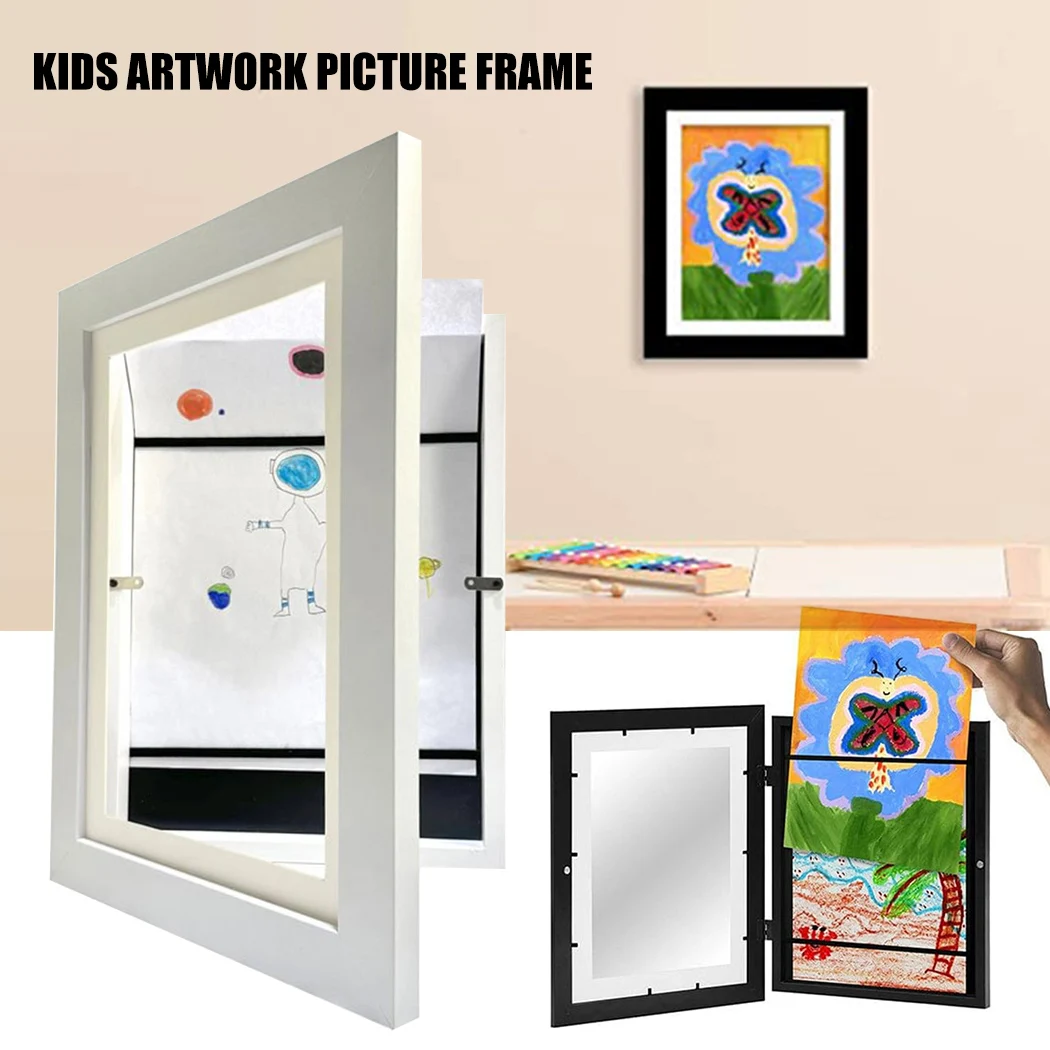 

Children Art Frametory Black/White Kids Art Frames Front Opening Picture Display Frames For Drawings Artworks Art Projects