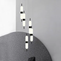 led modern pendant villa living room dining room stair pendant household lighting cylindrical acrylic kitchen decoration light