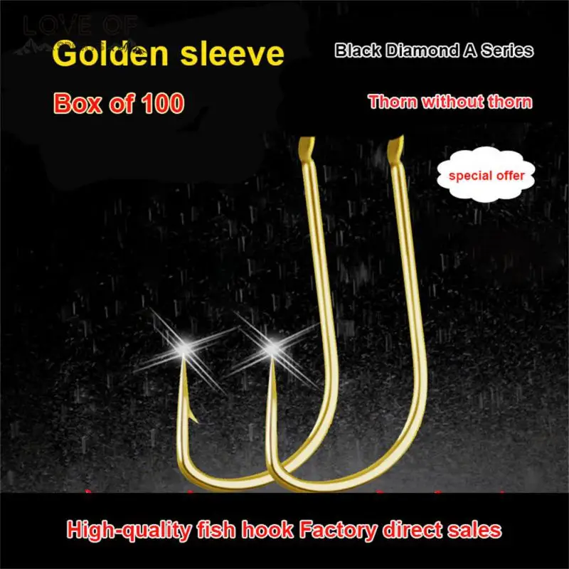 

Ordinary Golden Fish Hook Stronger Penetration 100 Ps Fishing Supplies Sharp Barbed Fishing Hook Firmer Hook Sea Fishing Tools