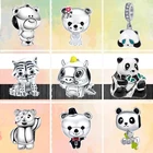 Новые модные бусины серебряного цвета с милым медведем, пандой, динозавром, подходят для оригинальных шармов Pandora, браслетов, ожерелий, женское ювелирное изделие сделай сам