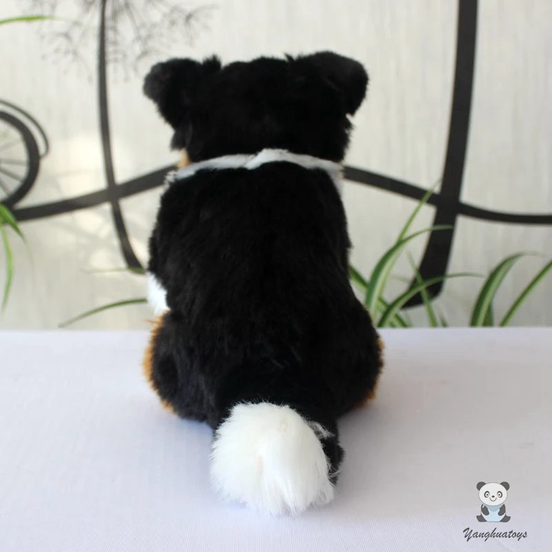 Мягкие игрушки трехцветная кукла бордер колли реальная жизнь плюшевая модель