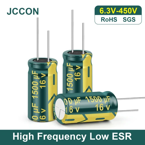 Алюминиевый конденсатор JCCON 6,3 В 10 в 16 в 25 в 35 в 50 в 63 в 100 в 400 в 450 в 100 мкФ 220 мкФ 330 мкФ 680 мкФ 1000 мкФ 470 мкФ высокочастотный низкий ESR