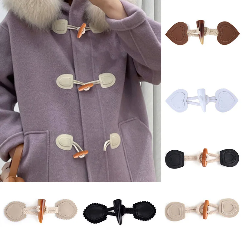 

1Pair Resin Horn Toggle Closure Buttons for Coat Jacket Duffle Coat Cardigan Fastener DIY Apparel Decoration Garment Accessories