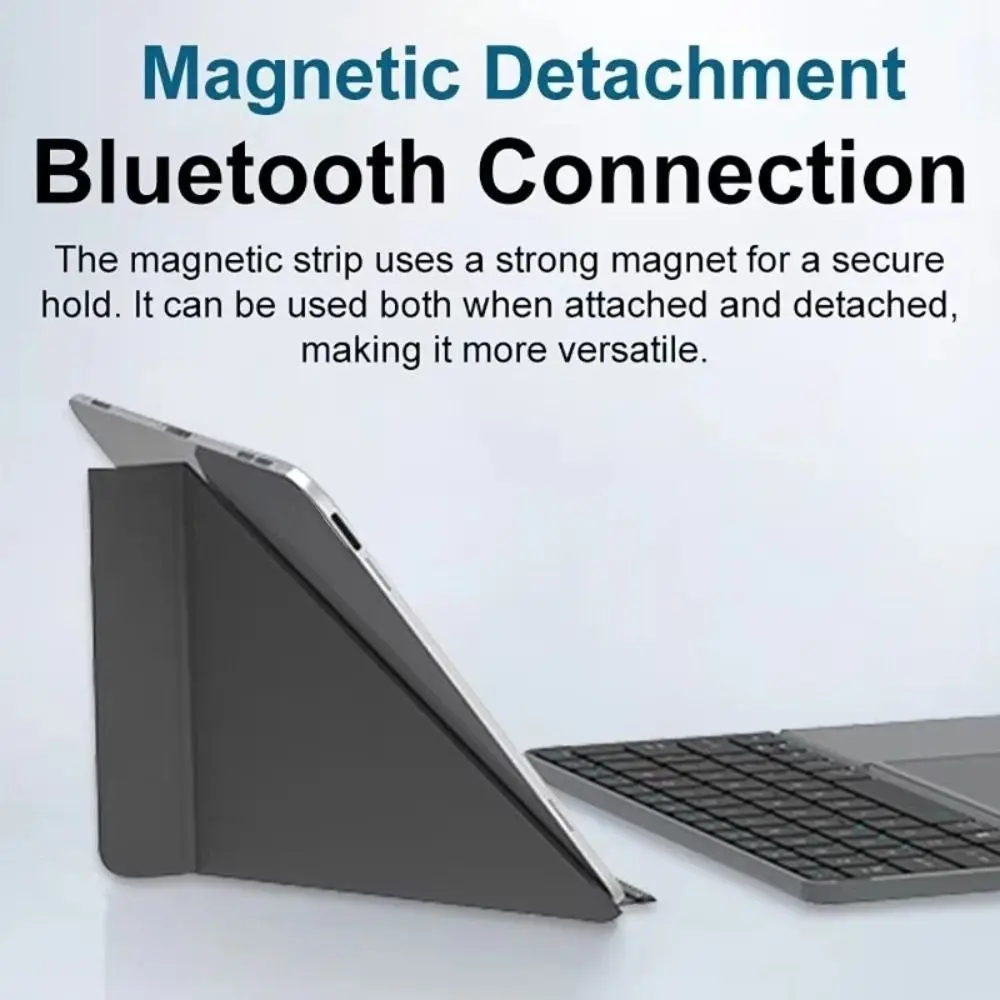 Фото Беспроводная Bluetooth-клавиатура 5.3, портативная универсальная перезаряжаемая клавиатура, компактная сенсорная клавиатура с тачпадом, складная клавиатура №3