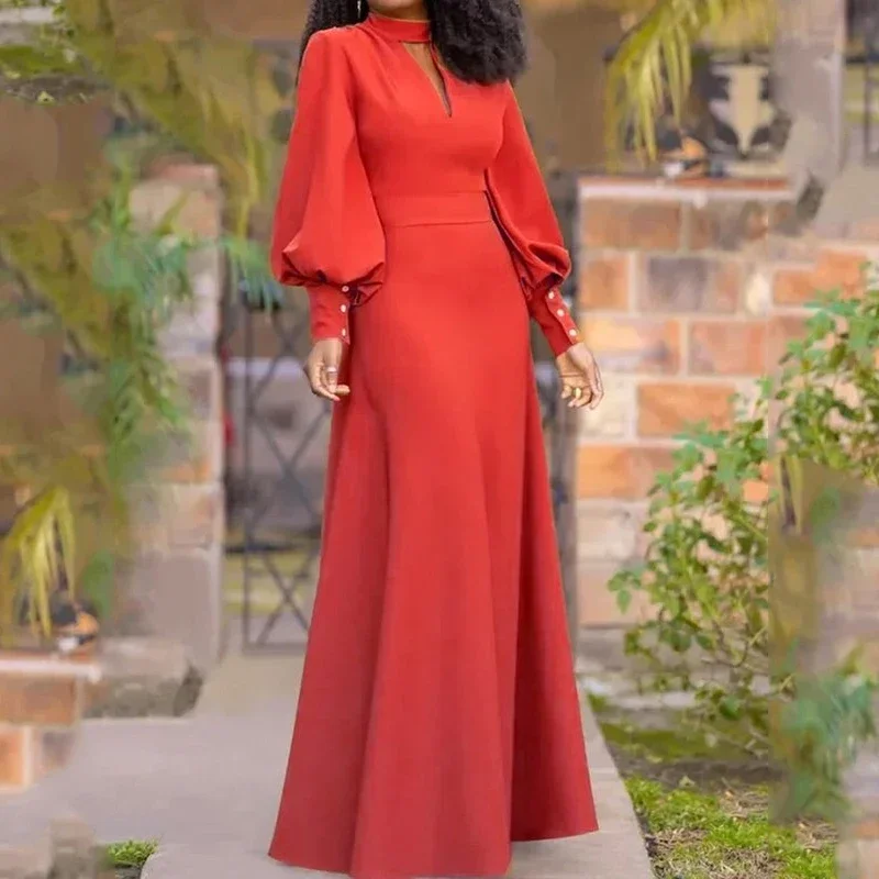 Beautyblue Traf Вечерние платья Красные для женщин Макси-платья Новая мода на пуговицах