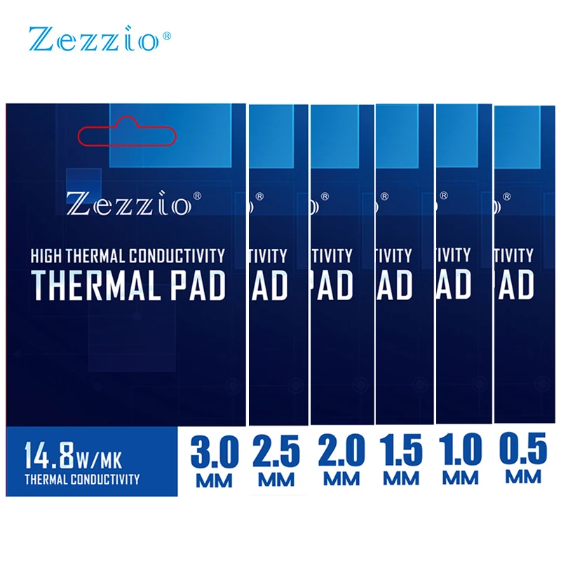 

Zezzio 85x45 мм, 14,8 Вт/мК термопрокладка для GPU,CPU,RAM, видеопамять, сервера, рабочей станции, охлаждение, 0,5, 1,0, 1,5, 2,0, 2,5, 3,0 мм толщиной