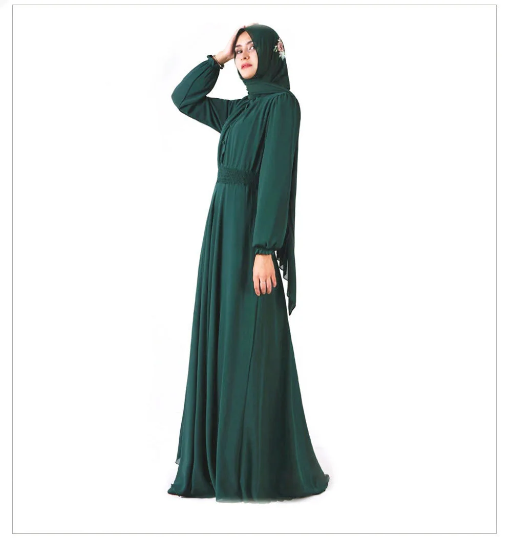 Islamic Clothes Muslim Dress 8 Colors Two Layer Chiffon Abaya For Women Dubai 2022