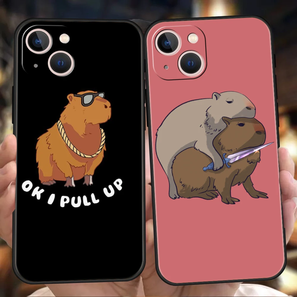 

Cute Cartoon Capybara Phone Case Cover for iPhone 14 13 12 11 Pro Max X XR XS Max 14 7 8 Plus Shockproof Silicone Soft Shell Bag