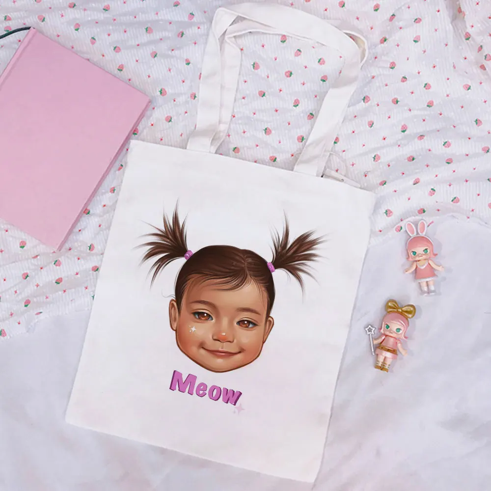 

Летняя Милая женская сумка для покупок с надписью «Meow», повседневные вместительные Мультяшные женские сумки, Холщовая Сумка через плечо в с...