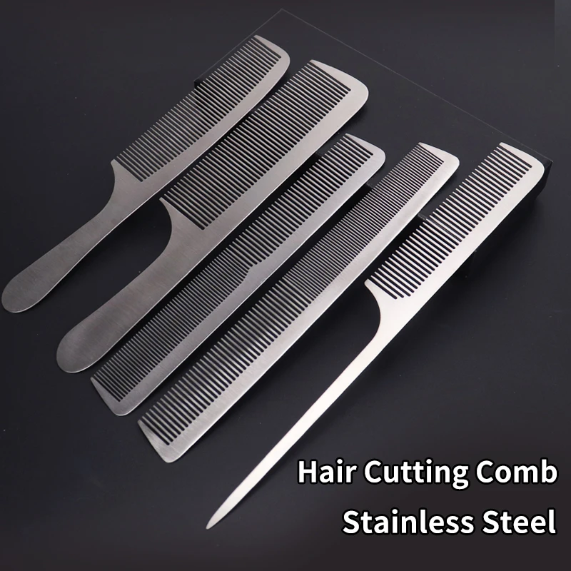 Высококачественная серебристая металлическая парикмахерская расческа из
