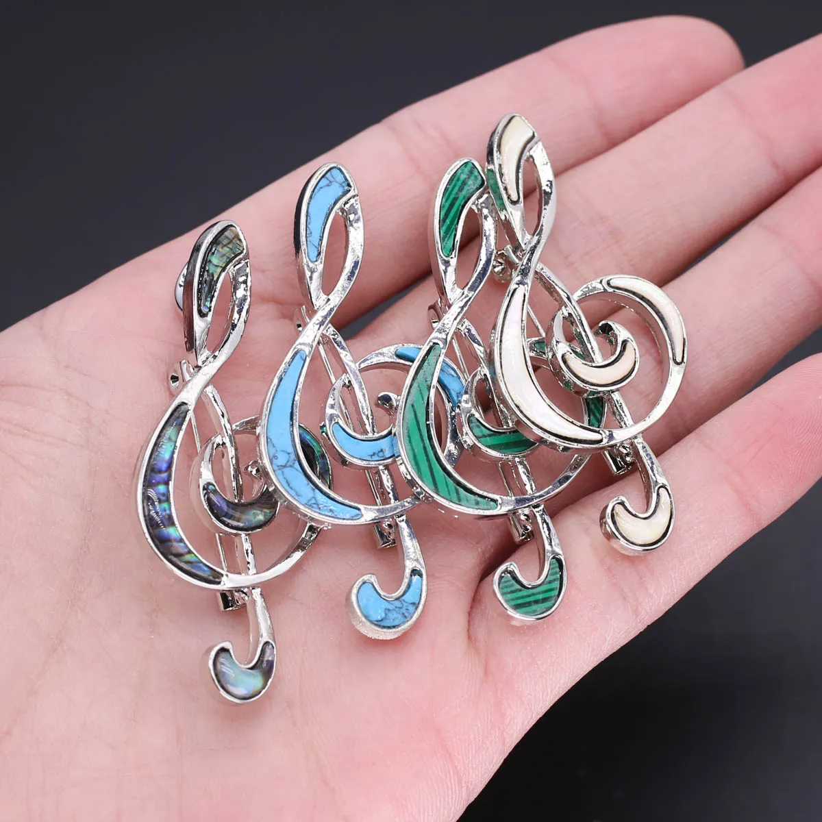

Natural Stone Shell Musical Note Shape Pendant DIY Necklace Accessories Dress Breast Pin Dual Use Charm Jewelry Accessories Gift
