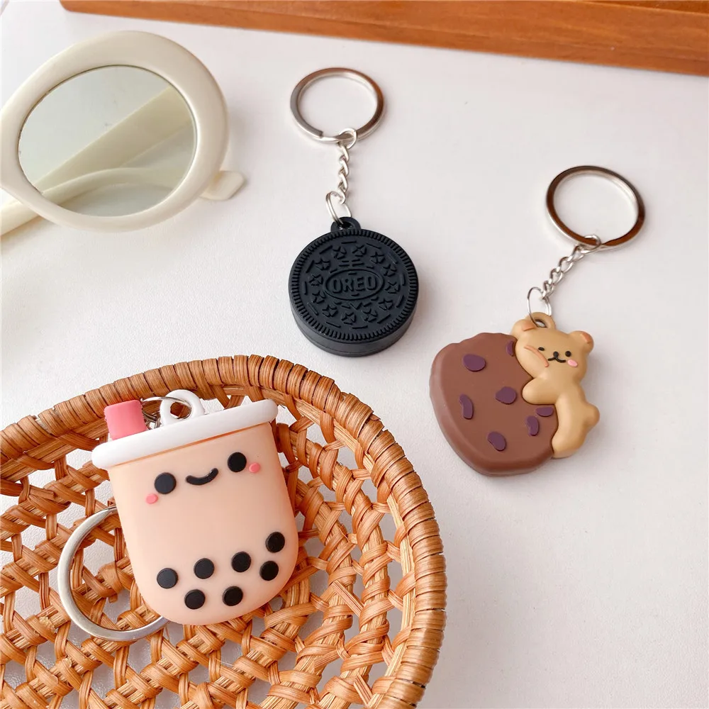 

Silicone Carry Case Milk Tea Cup Bear Biscuit For Apple Airtag Protector Shell For Airtags Accessories