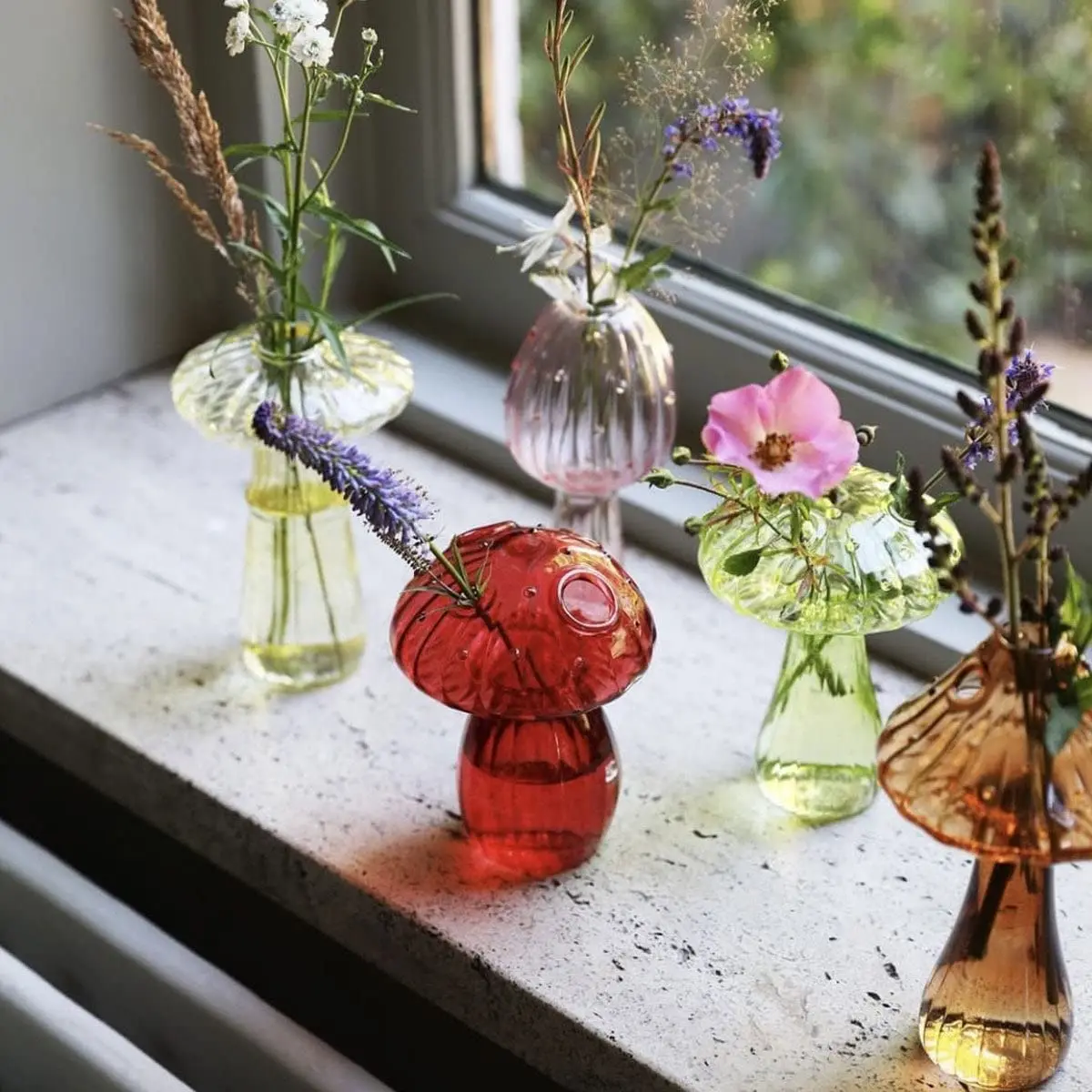 

Decorative Mushroom Vase, Delicate Flower Vase, Cottagecore Room Decor, Unique Brown Glass Vase for Home/Kitchen/Office Decor