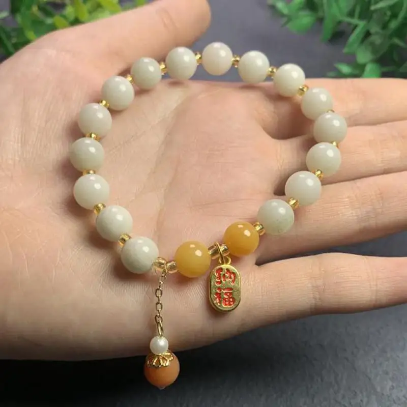

Genuine Natural Jade Bracelet Men Women Jadeite Myanmar Jades Stone Beads Elastic Beaded Charm Bracelets Pulseira Feminina