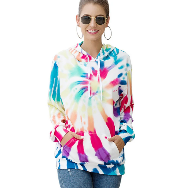 

Модные весенне-осенние толстовки с принтом радужного цвета, свитшот, женская одежда с длинным рукавом, худи, женские толстовки, пуловеры в с...