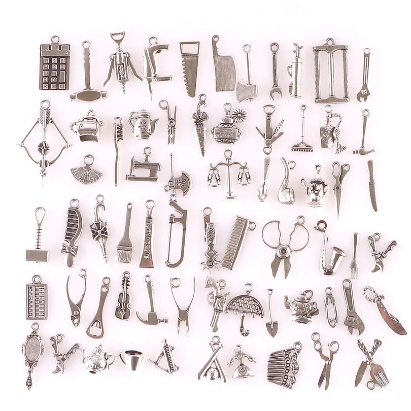 

Vintage Silver Alloy Mixed Tool Charms Pendant Accessories Jewelry DIY Making Earrings Necklace Metal Materials Bulk Wholesale