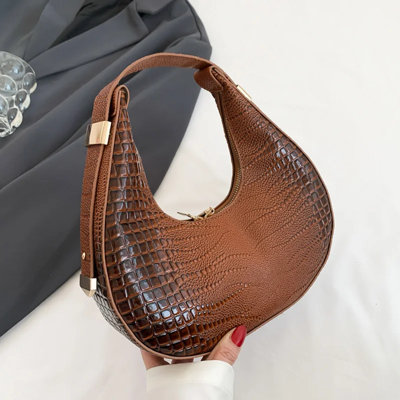 

New Crocodile Pattern Shoulder Bag Fashion Handbags Hobos Underarm Bags For Women Casual Small Top-handle Bag