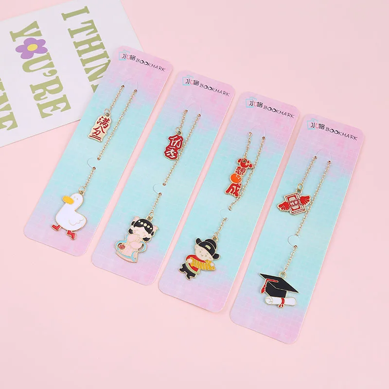 

Student Exam Blessing Gift Metal Bookmark Creative Cute Pattern End-of-term Gift Dress Up Pendant Stationery Supplies