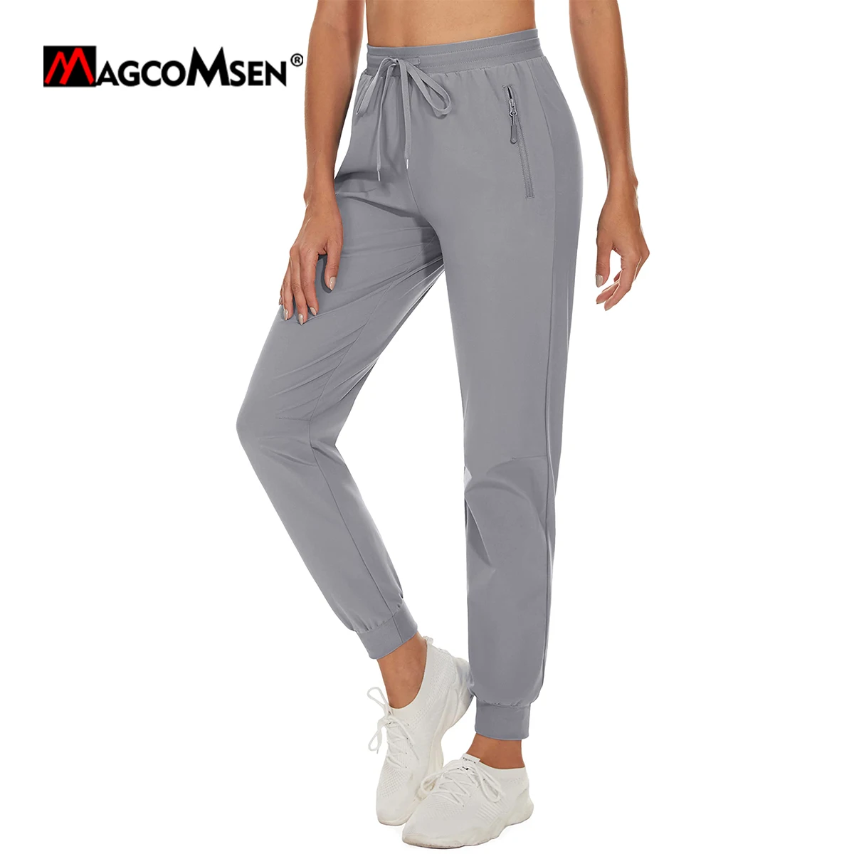 Женские быстросохнущие спортивные летние брюки MAGCOMSEN светло-серые/серые
