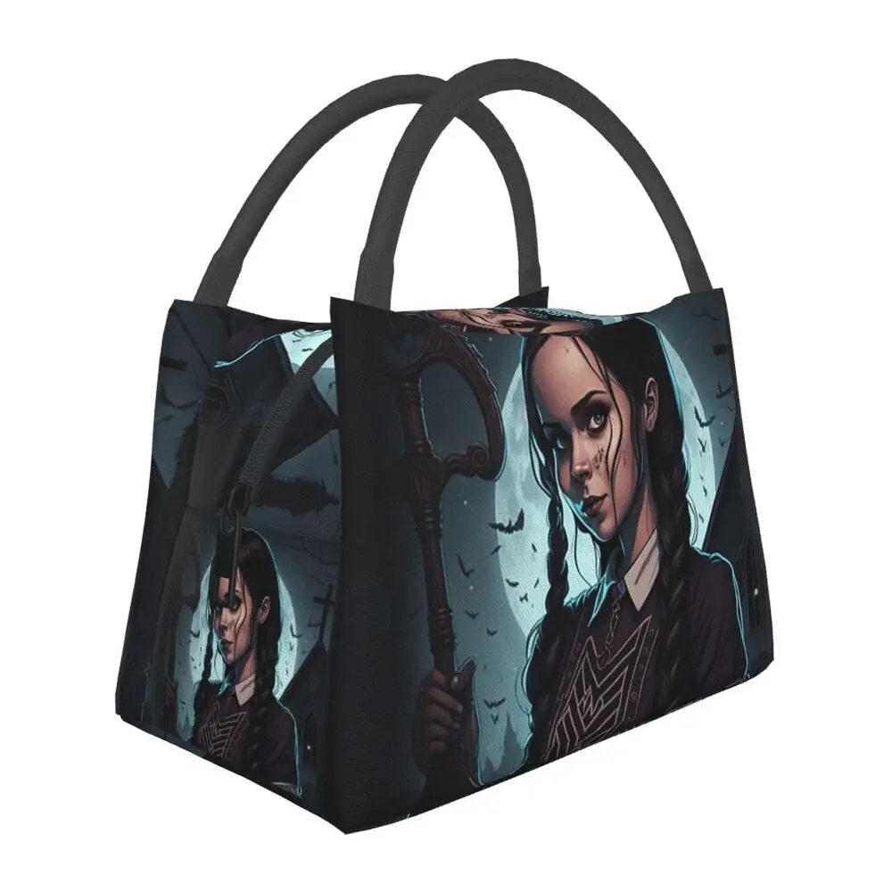 

Wednesday Addams Horror Comedy TV Insulated Lunch Tote Bag for Women Resuable Cooler Thermal Bento Box Work Travel