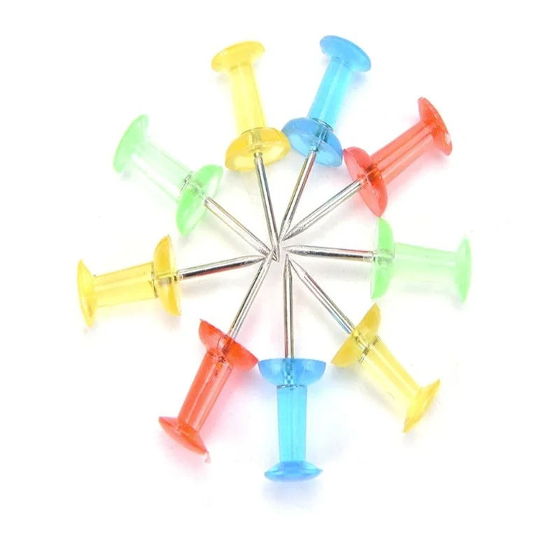 

100PCS Push Pin Assorted Transparent Colorful Making Thumbtack Pins Cork Board Office School Stationery