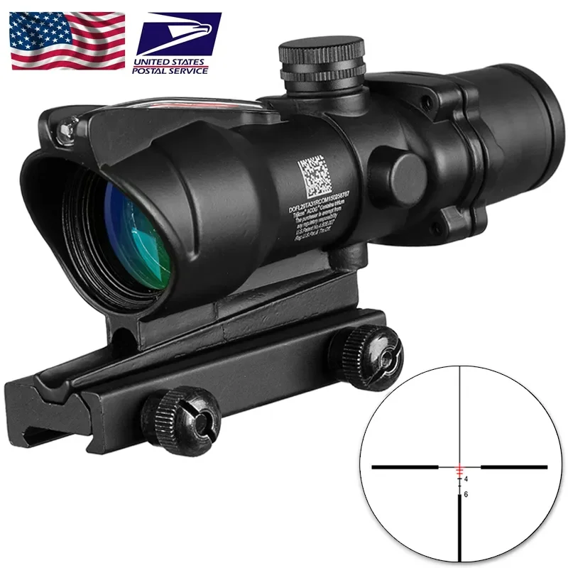 

Hunting Riflescope ACOG 4X32 Real Fiber Optics Red Green Illuminated Cross Reticle Tactical Optical Sight