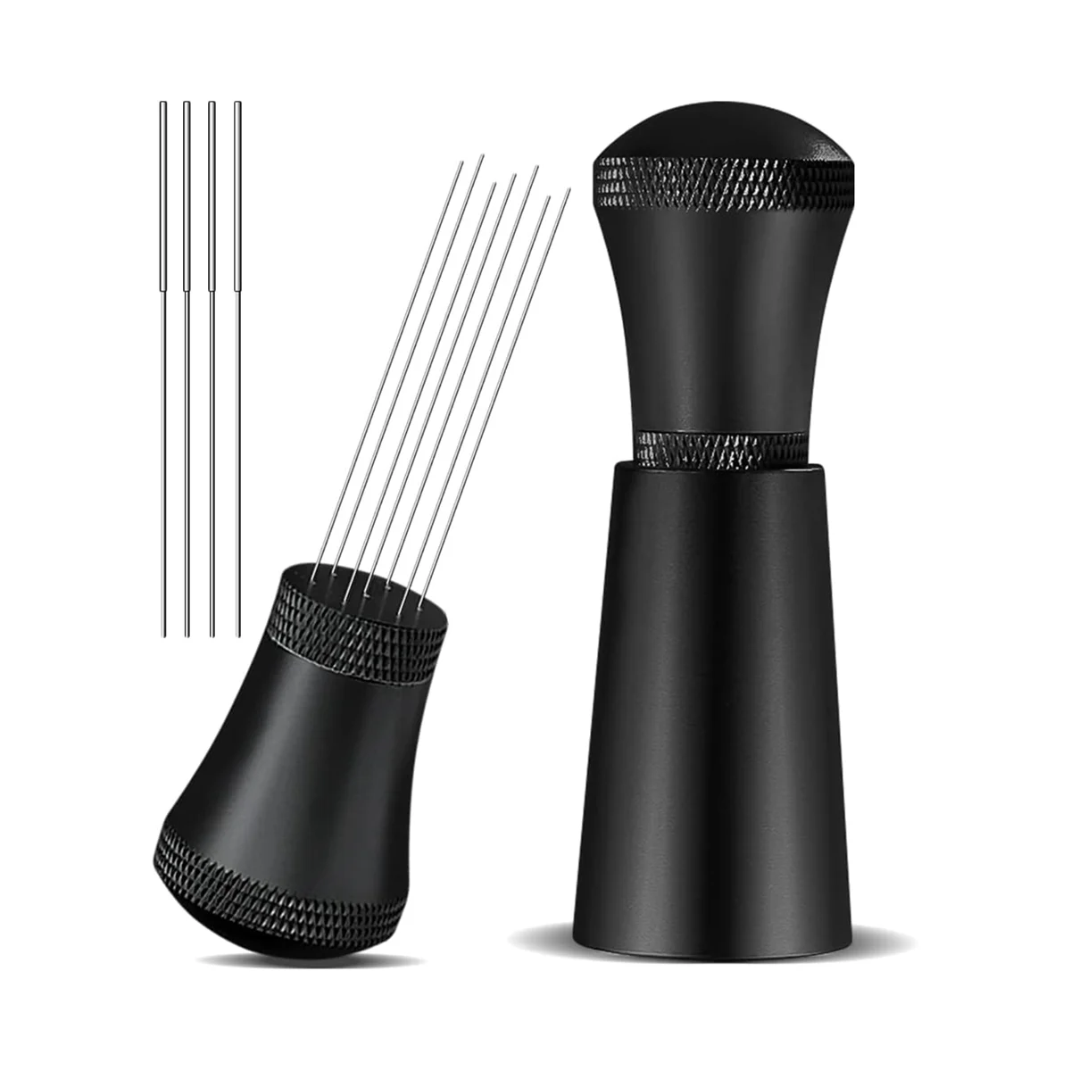 

Alloy Coffee Distributor Stirrers with Stand,0.3mm Thick Stainless Steel 7 Needles Tool Espresso Distribution Black