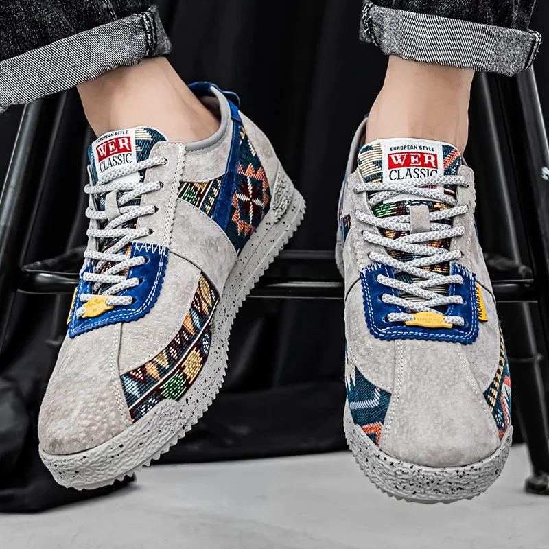Мужские холщовые кроссовки повседневная обувь на шнуровке с вышивкой удобные