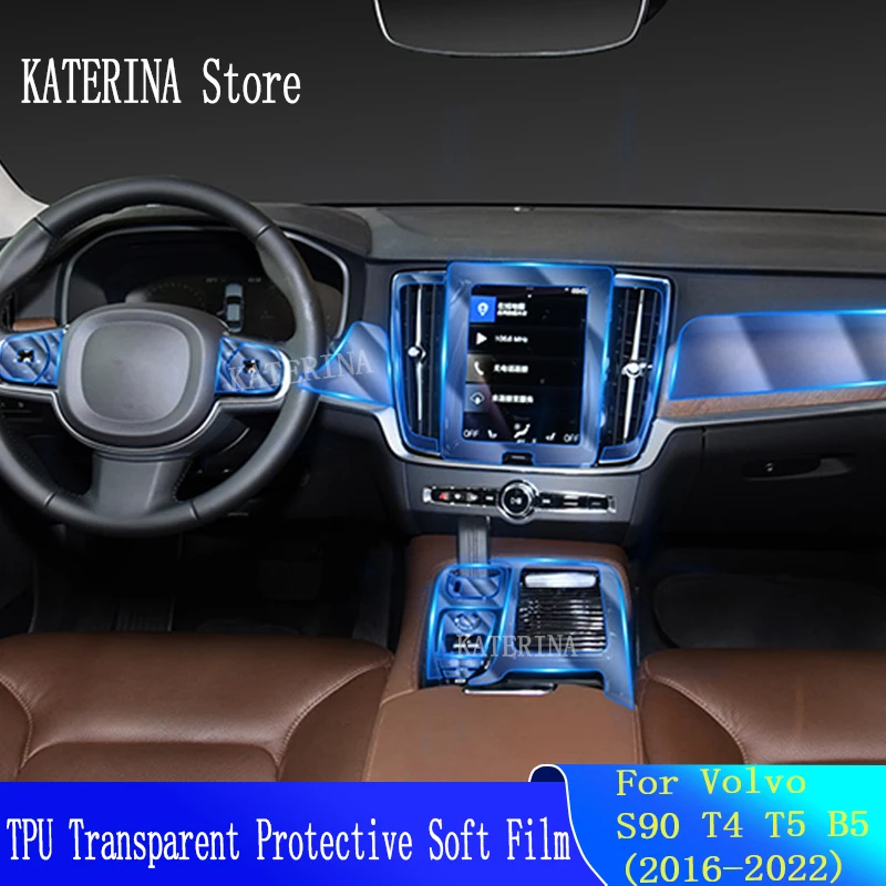 For Volvo S90 2018-2021 Car Interior Center console Transparent TPU Protective film Anti-scratch Repair film Accessories Refit
