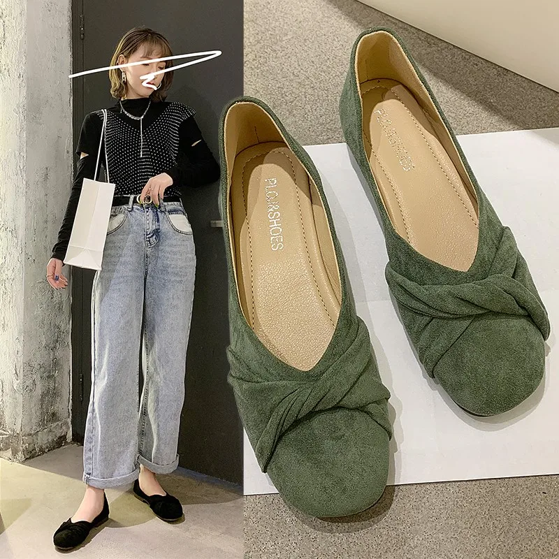 New Spring Fall Women Flats Caramel Colour Pointed Toe Flat Heel Shoes for Ladies Brown Flats for Women Foldable Shoes for Women