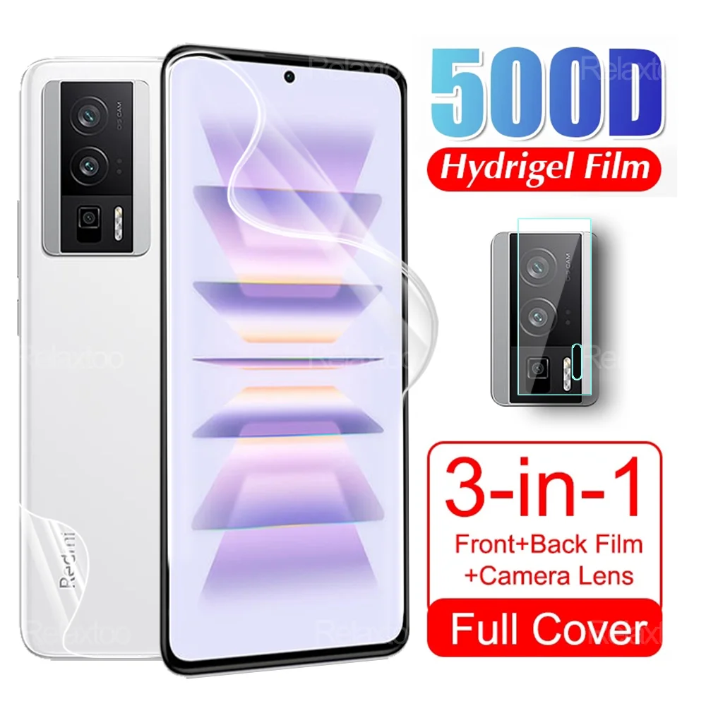 Гидрогелевая пленка 3TO1, передняя и задняя крышка для Xiaomi Redmi K60 Pro K60E 5G K60Pro 60K 60 E 6,67 ', Защитное стекло для объектива камеры