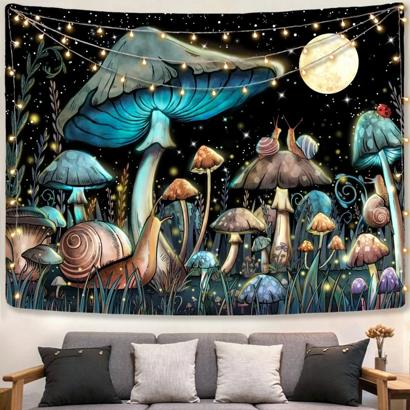 

Psychedelic Mushroom Tapestry Divination Psychic Wall Hanging Hippie Boho Cute Room Decoration Magic Tapestries Art Home Decor