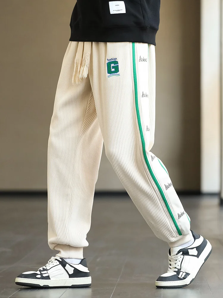 

2022 Fall/Winter Corduroy Sweatpants Men Baggy Joggers Fashion Letter Embroidery Big Size Trousers Male Casual Harem Pants 8XL