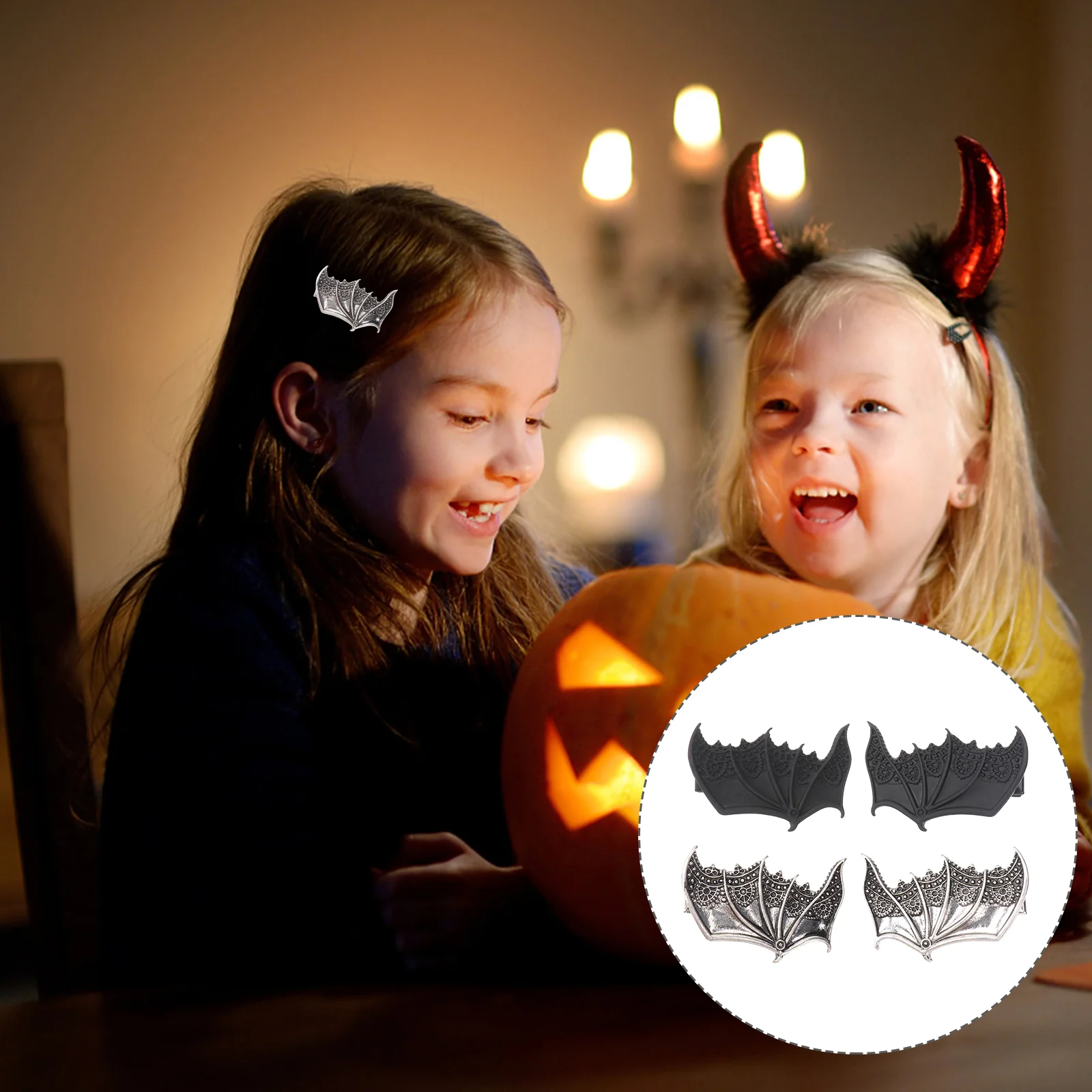 

2 Pairs Cartoon Bat Hairpin Miss Accessories Costume Clips - Halloween Headband