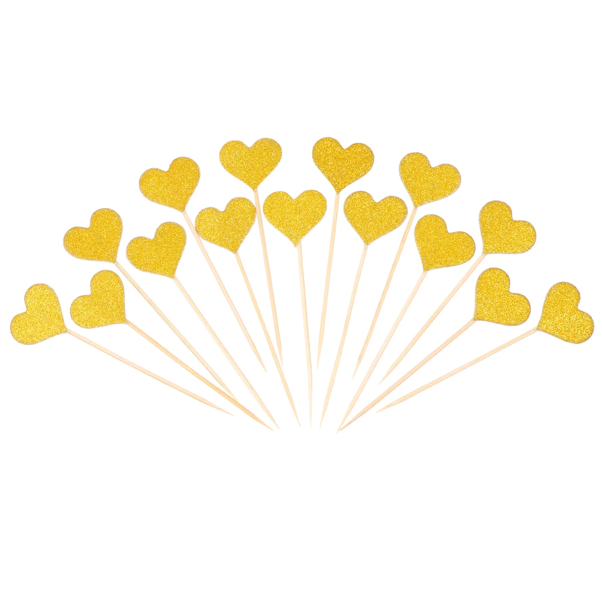 

BESTOMZ 50pcs Heart CupCake Decorations Gold Glitter Heart Large CupCake Decorations Golden Wedding / Bridal / Baby Shower