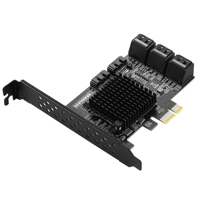 

PCIe SATA Card PCIe X1 88SE9215 SATA Gen3 6Gbps Expansion Card Built-in Eight-Port SATA3.0 Disk Riser Card Array Card