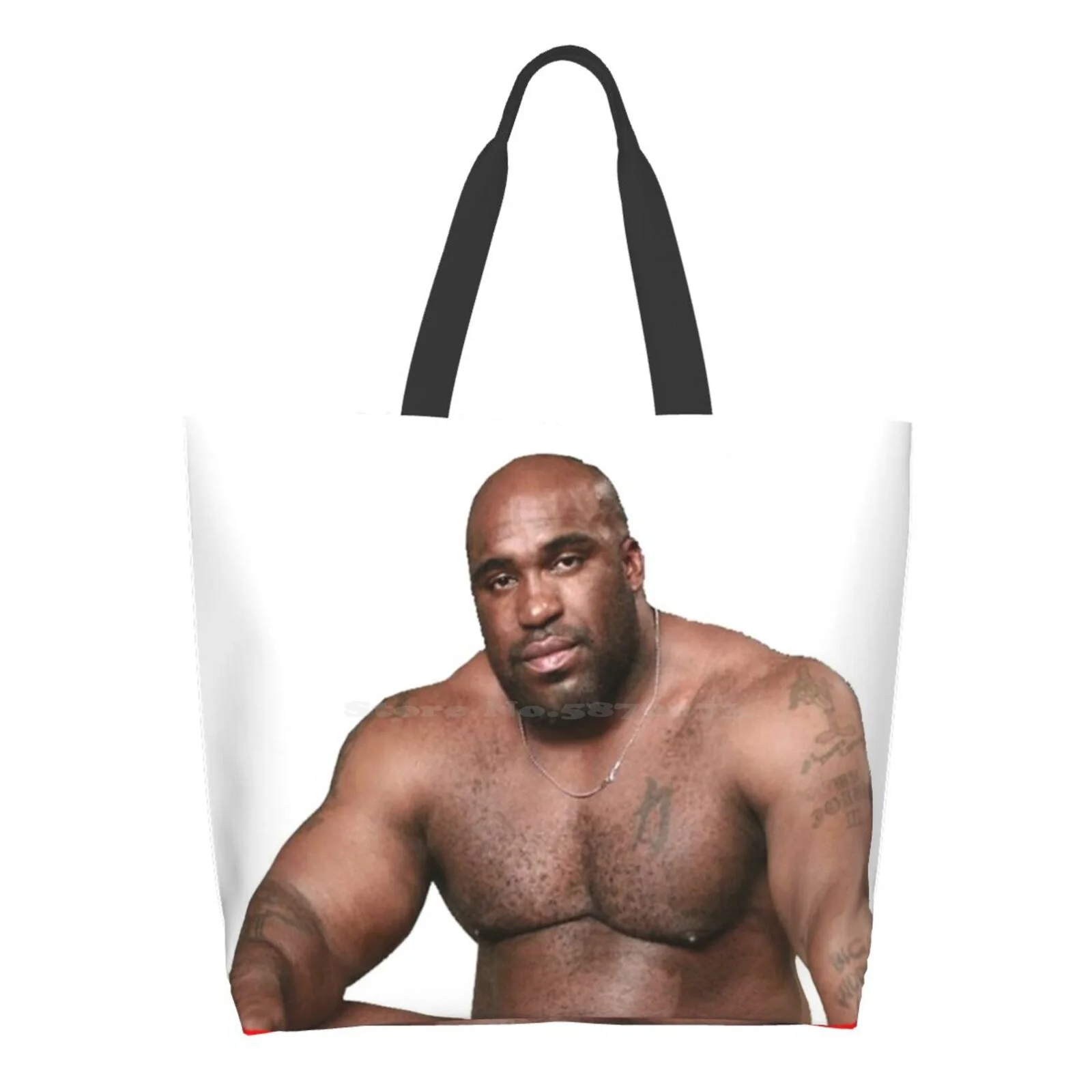 

Barry Wood - Guy Sitting On A Bed Designer Handbags Shopping Tote Guy Sitting On A Bed Barry Wood Black Large Black Man Black