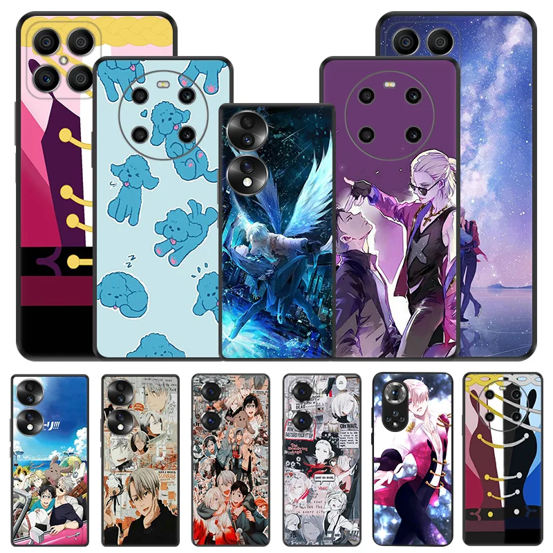 Черный матовый чехол для телефона Honor X7 70 Lite 90 50 20 X6 X8 X8A X9A 8X Magic5 4 Pro Anime Yuri On Ice, мягкий чехол