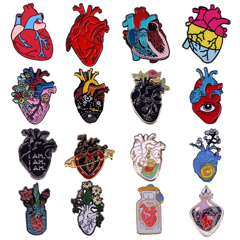 

Interesting Anatomical Heart Pins Medical Organ Anatomy Metal Brooch Health Awareness Badge Romantic Gothic Weird Art Jewelry